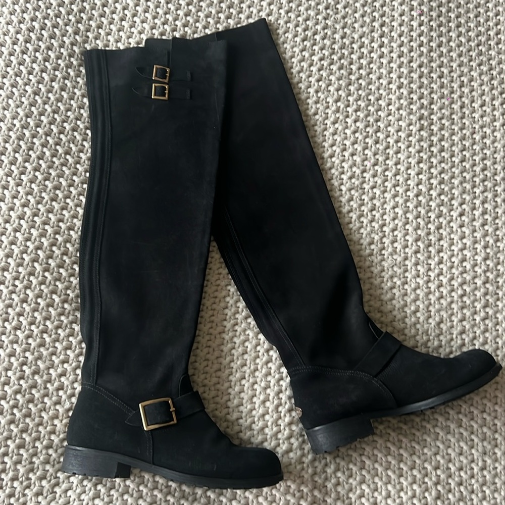 suede flat over the knee